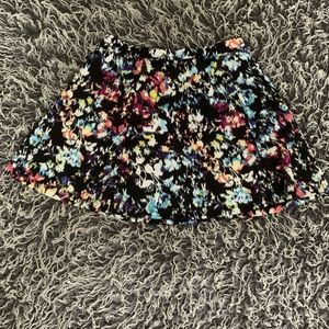 Black Multicolor “Blur” Floral Skirt